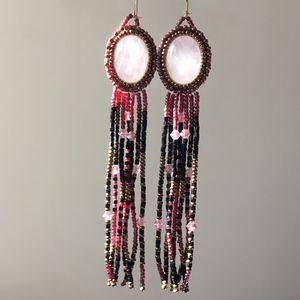 Vintage Boho Festival Fringe Beaded Craft Earrings